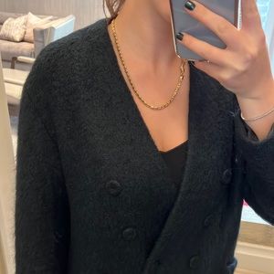 Dark greenish / black fuzzy coat. Nice going out jacket. Shawl collar w buttons